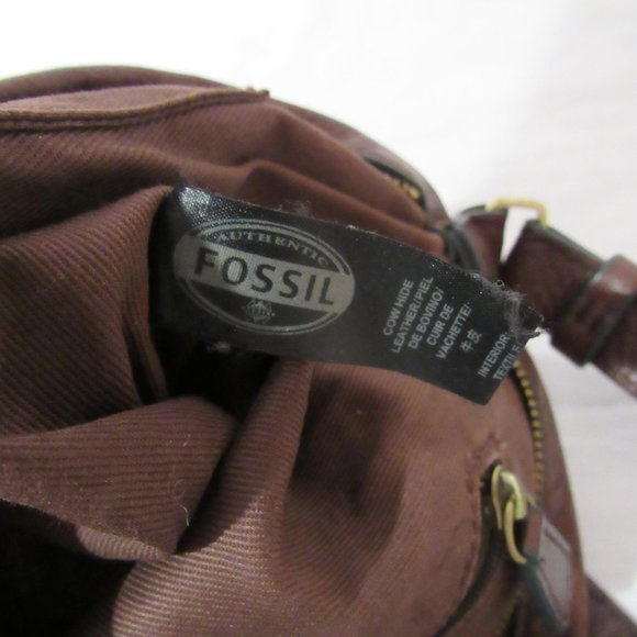 Fossil Brown Pebbled Leather PRESTON Expandable Crossbody Bag Purse - Picture 10 of 12